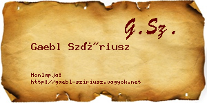 Gaebl Szíriusz névjegykártya